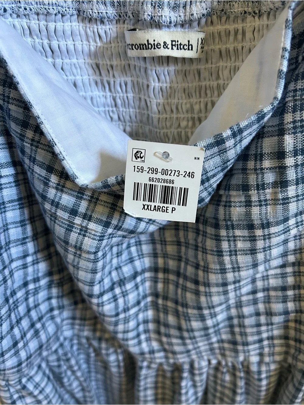 NWT Abercrombie & Fitch Plaid Puff Sleeve Maxi Dress